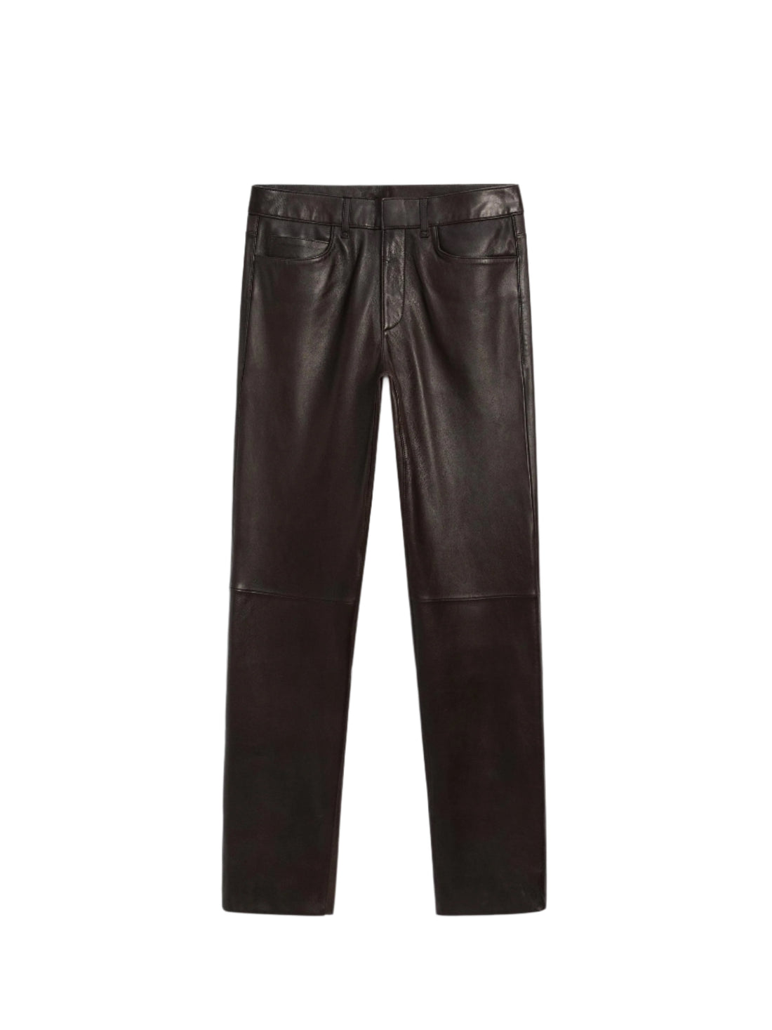 MASSIMO DUTTI Nappa Leather Chino Trousers Chocolate Brown- S