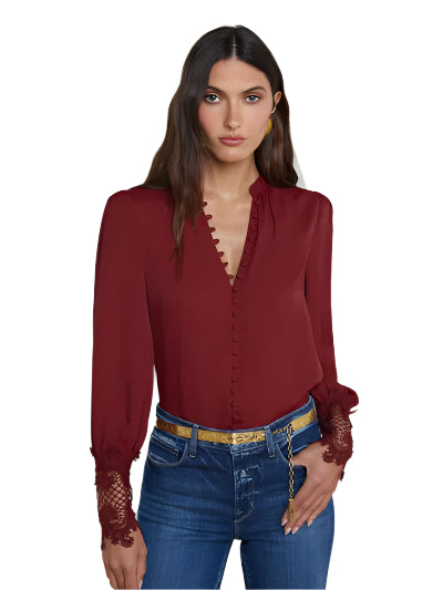 L'Agence Ava Blouse In Syrah - XS