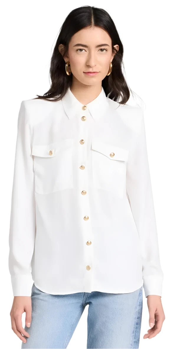 L'Agence Maisy Shoulder Pad Blouse- XS