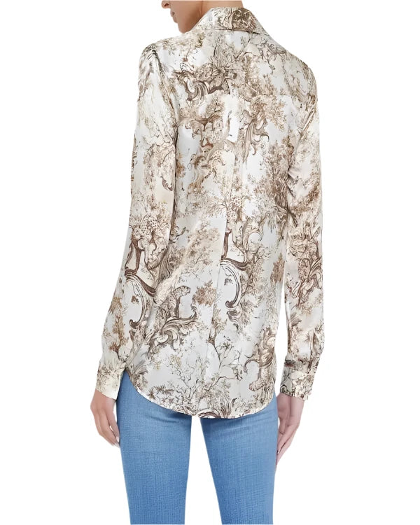 L'Agence Tyler Long Sleeve Blouse Rococo Toile- XS