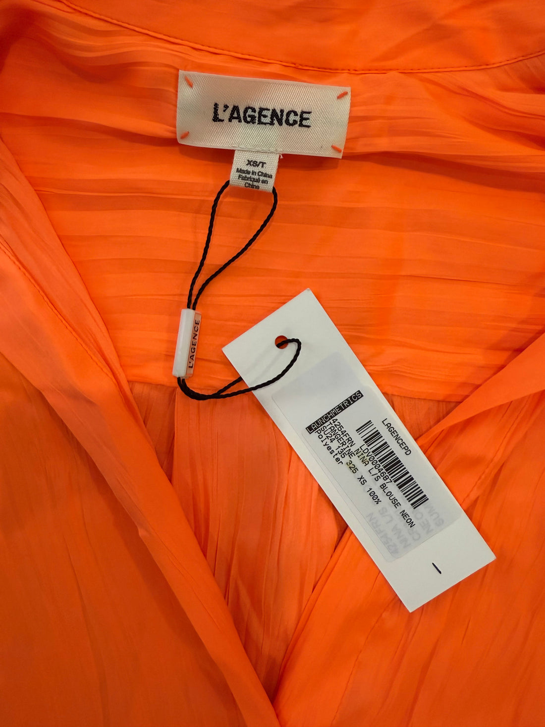 L'Agence Nina Long Sleeve Blouse Neon Tangerine- XS