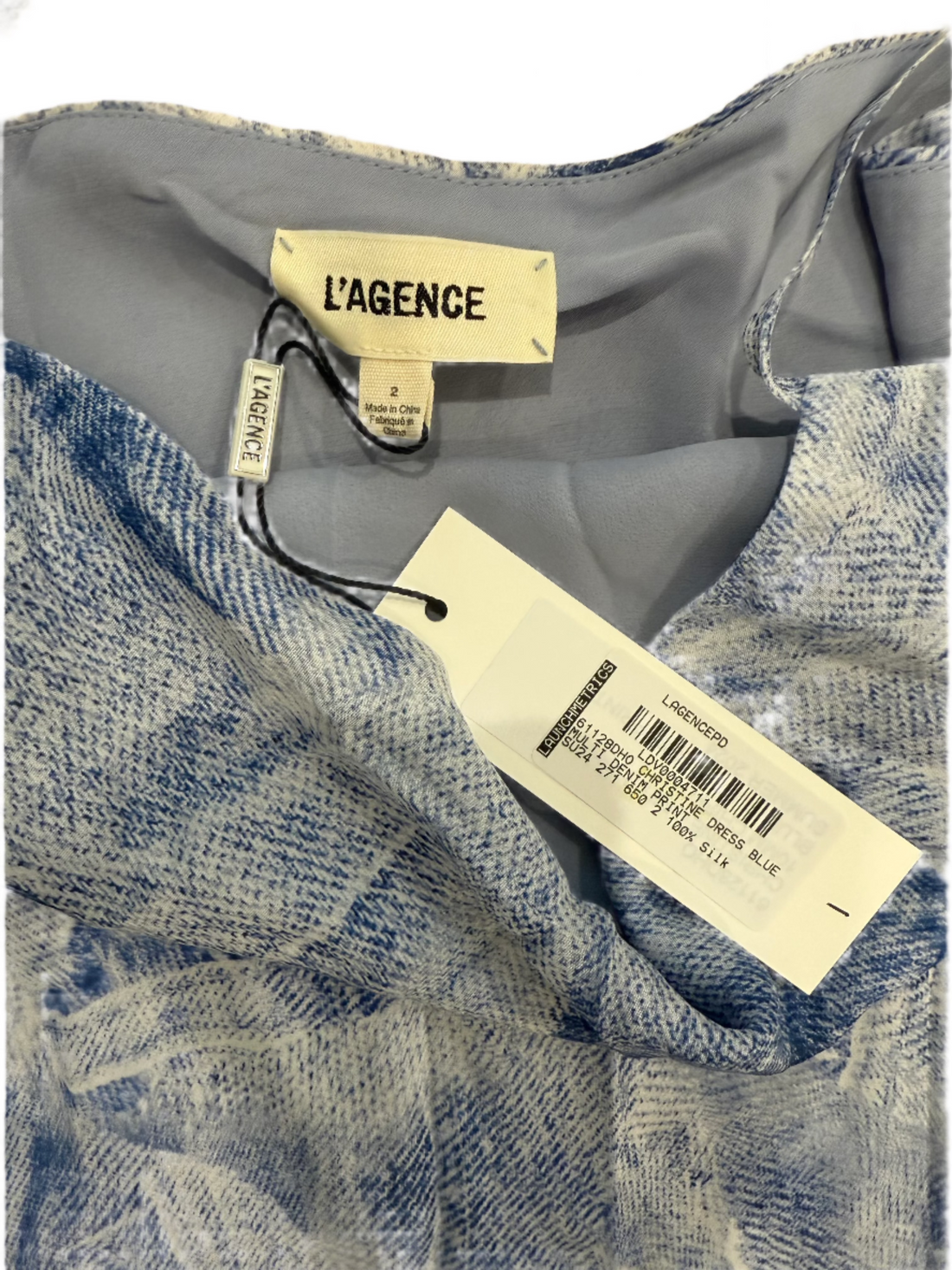 L'Agence Christine Dress Blue Multi Denim Print- 2