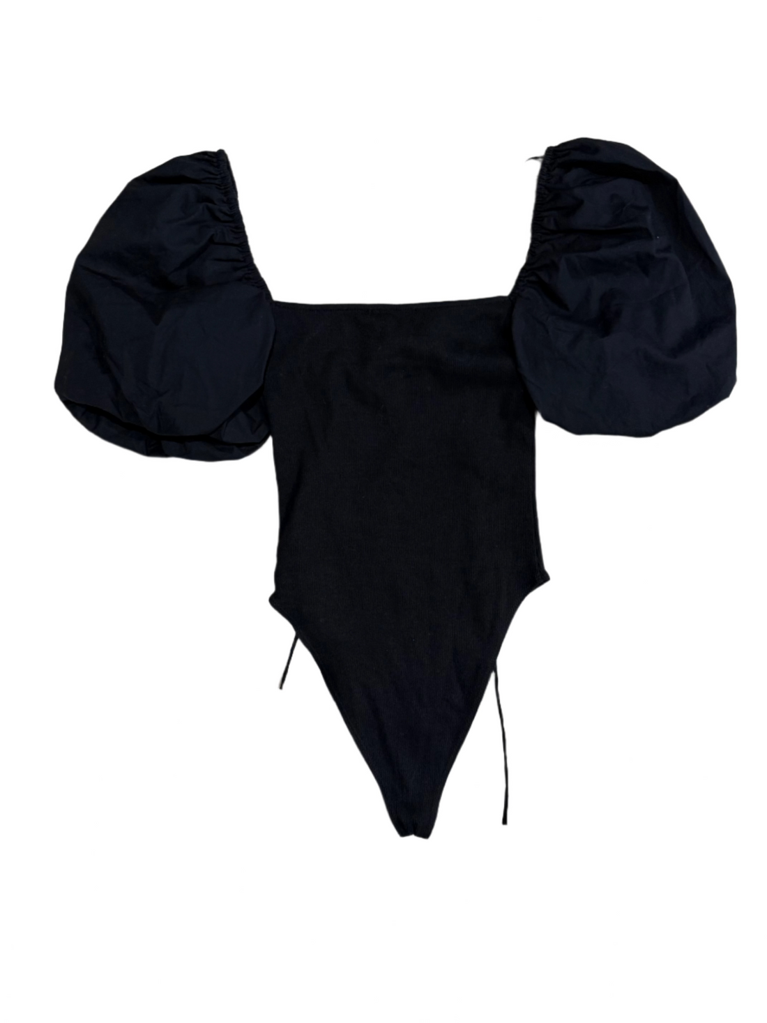 Zara- Puff Sleeve Ribbed Body Suit- Size S