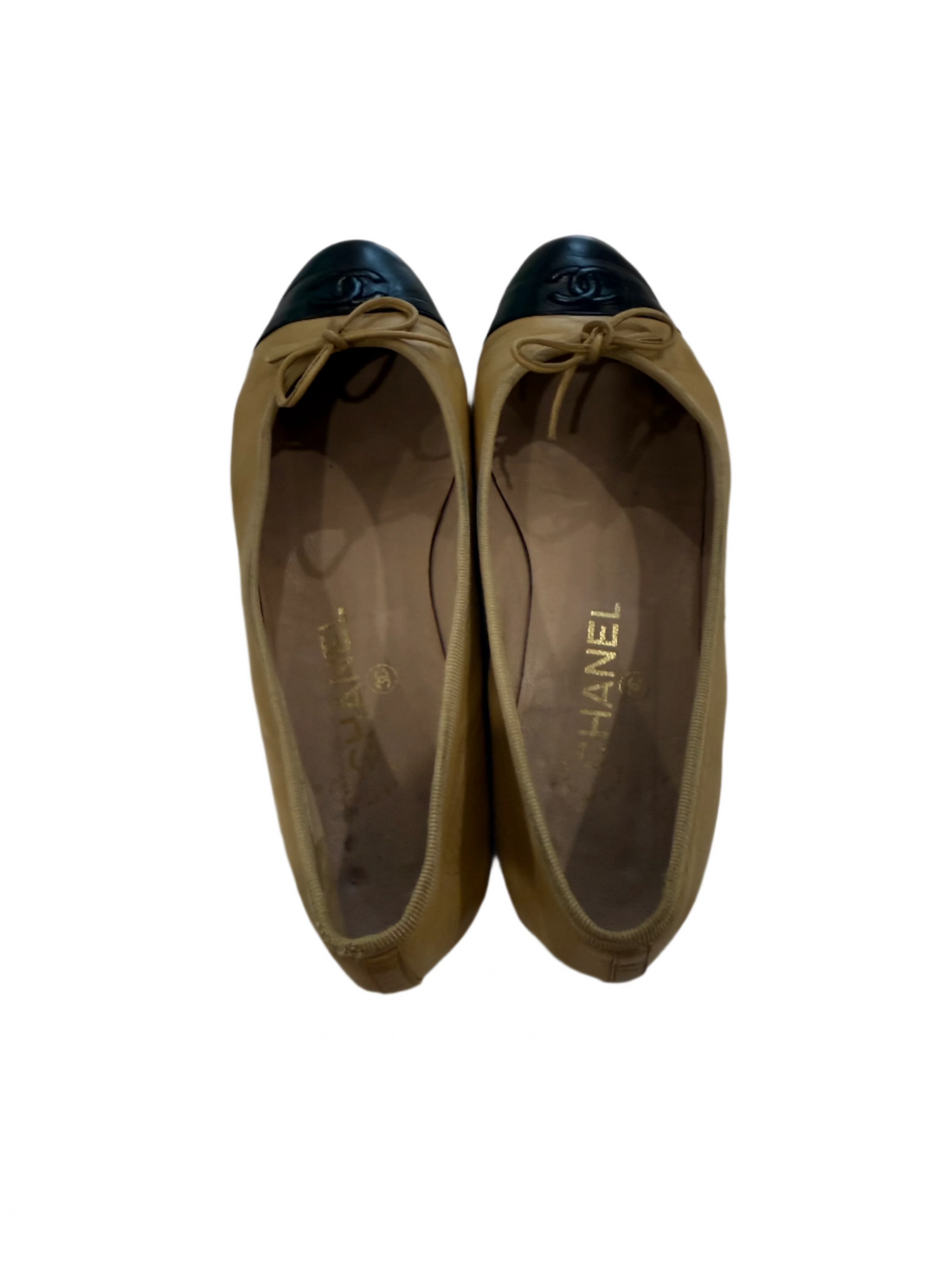 Chanel Leather Bow Detail Ballerina Flats- 38.5