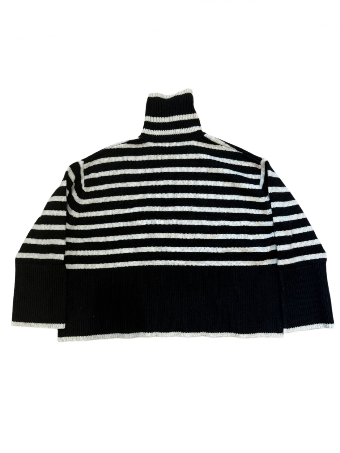 TOTÊME Striped Wool-Blend Turtleneck Sweater Black- M