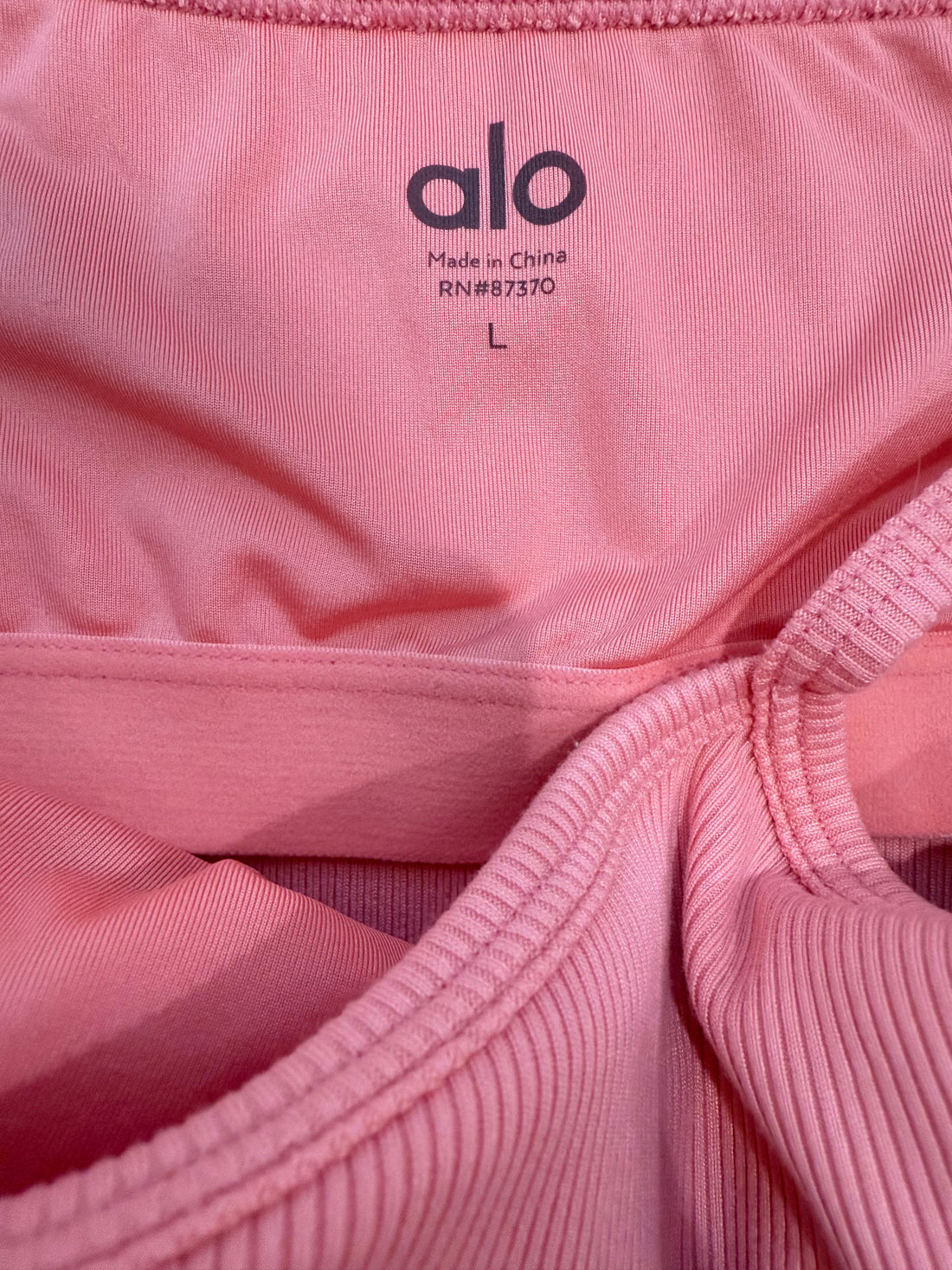 alo Goddess Ribbed Cross Crop Top Strawberry Lemonade- L