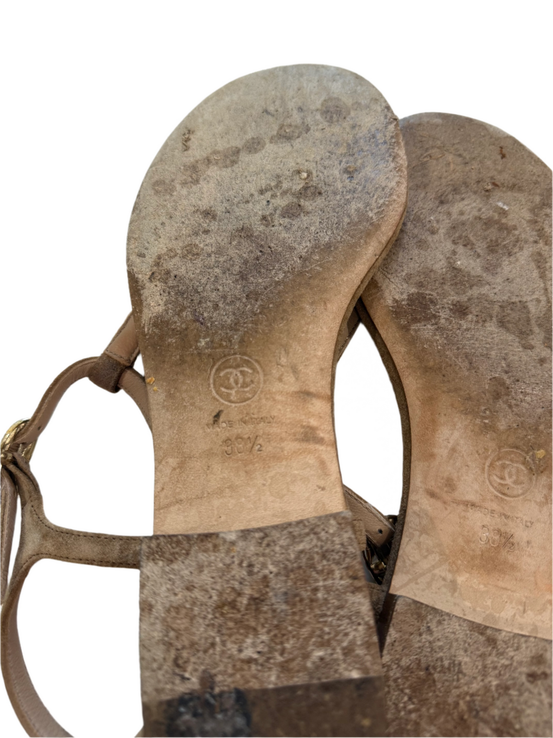 Chanel 2020 Interlocking CC Logo T-Strap Sandals- 38.5