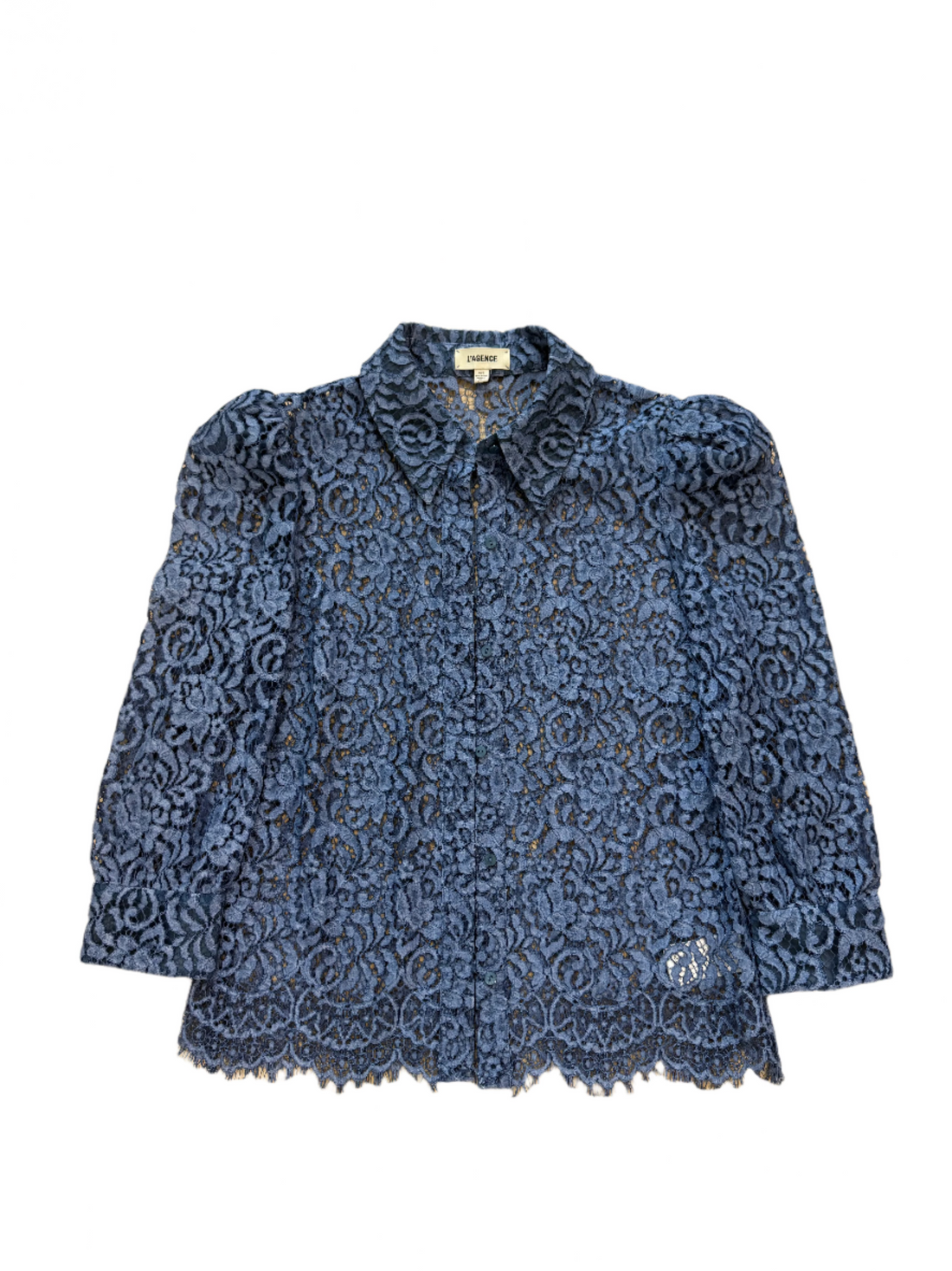 L'Agence Indigo Lace Andrea Blouse- XS