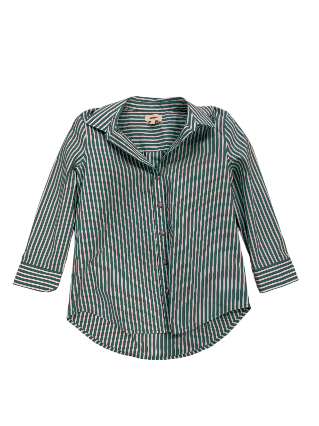 L'Agence Silver Button Up Blouse- XS