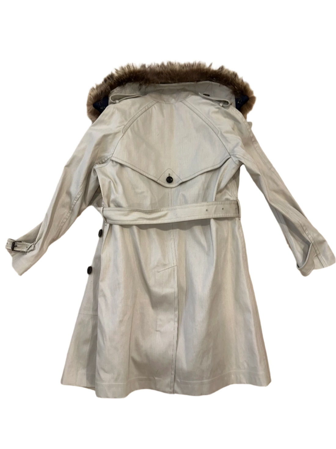 COACH TAN TRENCH WITH FUR COLLAR