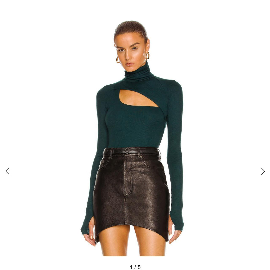 Alix NYC Green TurtleNeck Cut Out Bodysuit- Size Medium