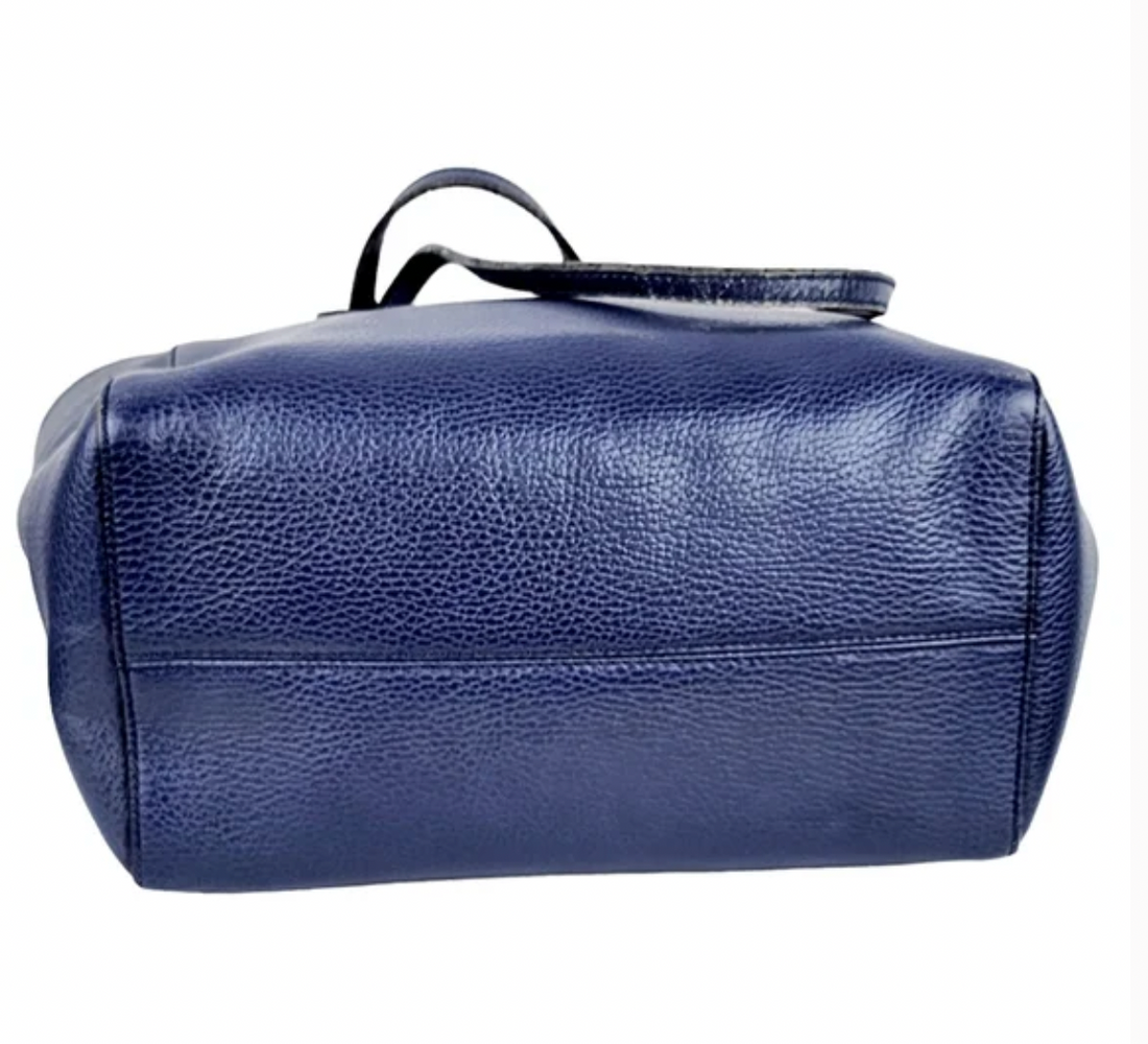 Gucci- Swing Navy Blue Leather Small Tote