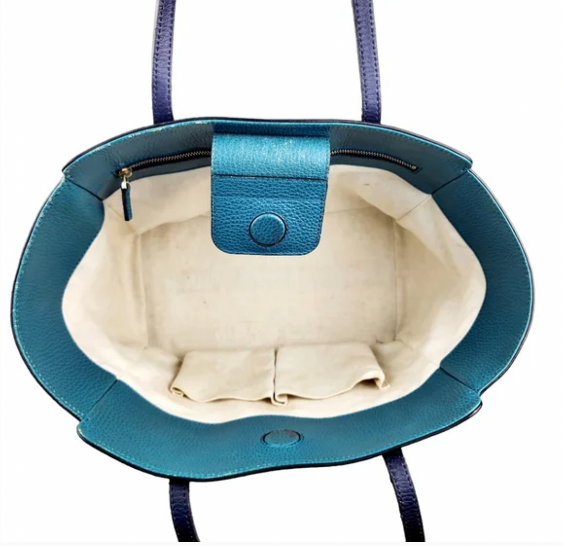 Gucci- Swing Navy Blue Leather Small Tote