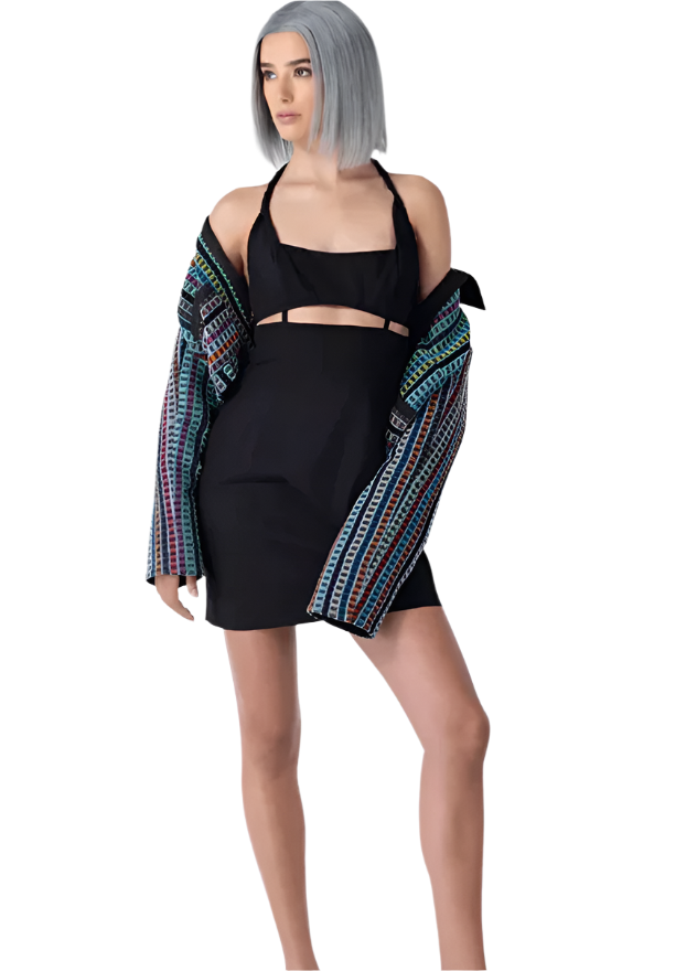 JACQUEMUS- Le Splash Limeo Cut-Out Halter Dress- XS