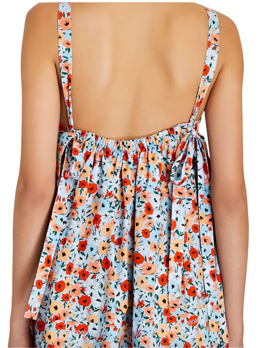 Agua by Agua Bendita La Fania Floral Poplin Mini Dress- S