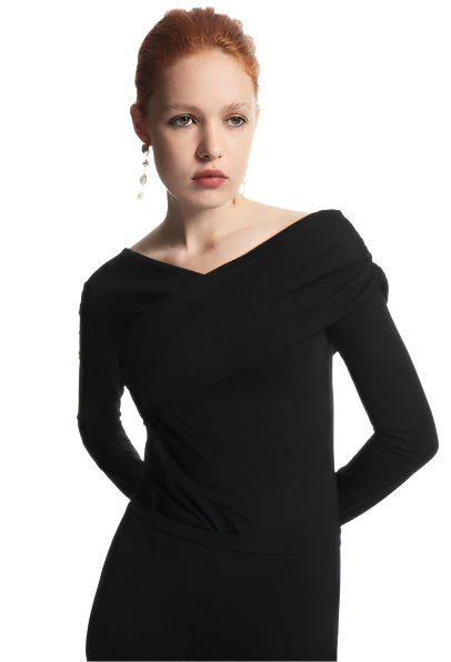 COS GATHERED OFF-THE-SHOULDER ASYMMETRIC TOP-M