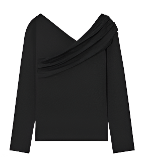 COS GATHERED OFF-THE-SHOULDER ASYMMETRIC TOP-M