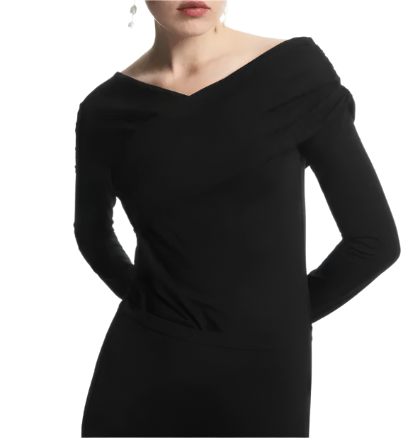 COS GATHERED OFF-THE-SHOULDER ASYMMETRIC TOP-M