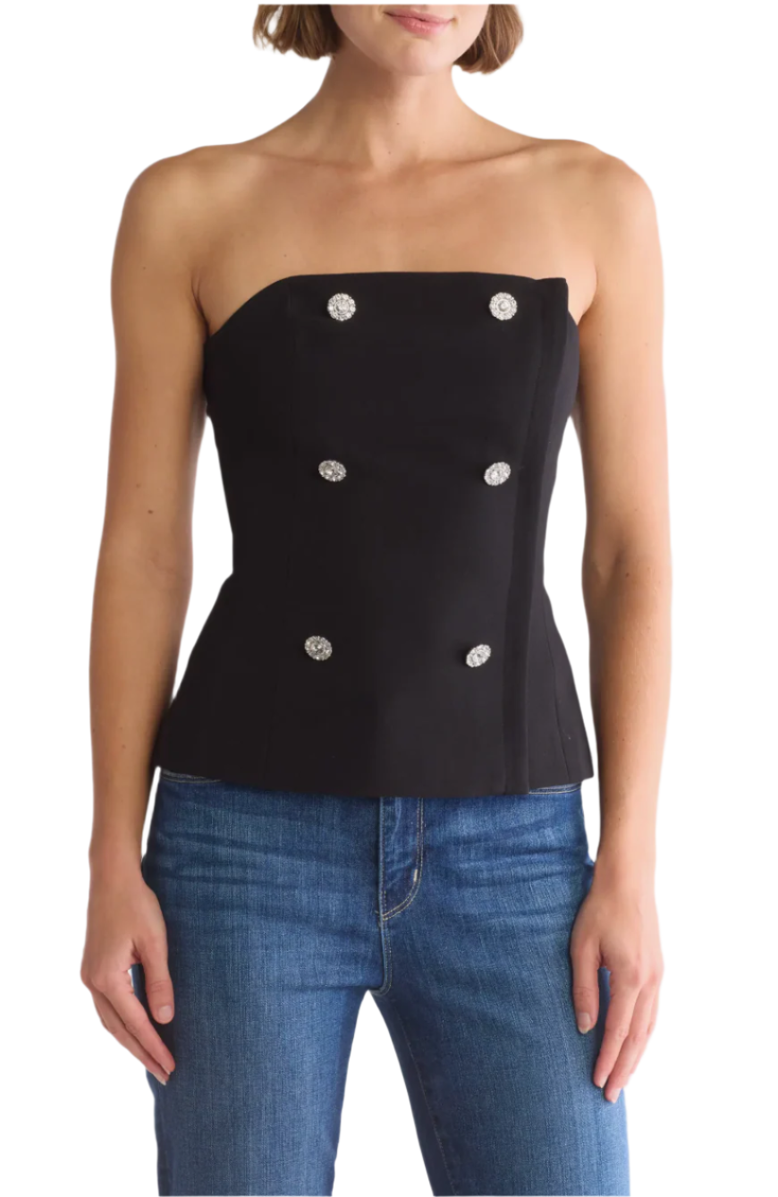 L'Agence Rhinestone Button Bustier - 0