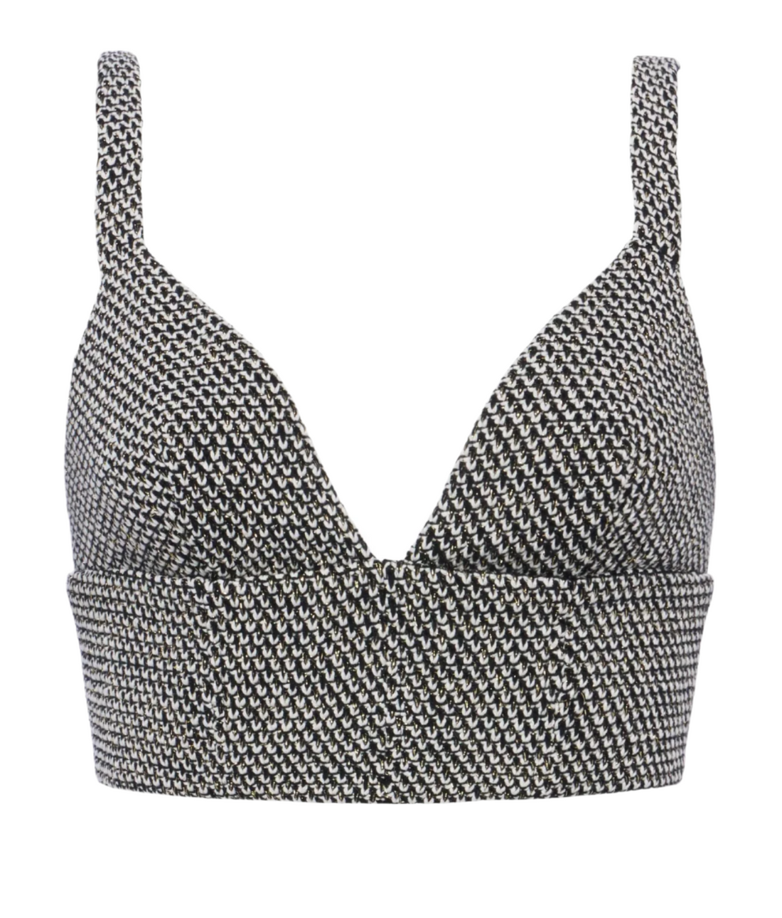 L'agence Castalia Cotton Blend Crop Top In Black/ivory/gold - XS