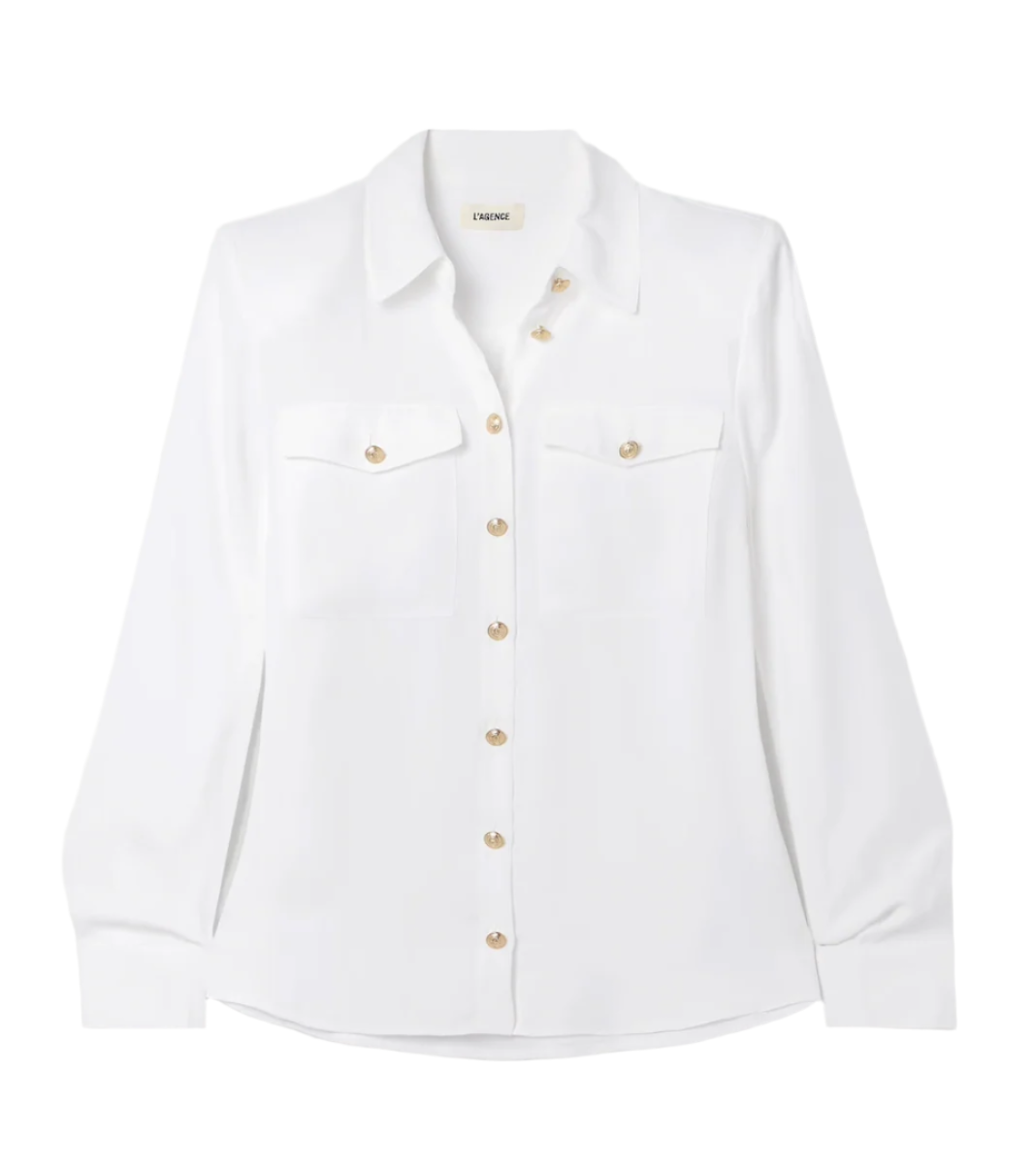 L'Agence Maisy Shoulder Pad Blouse- XS