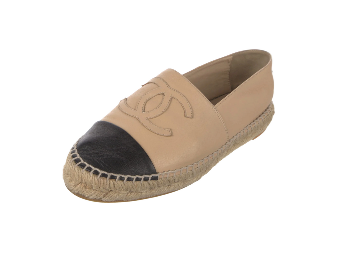 Chanel Interlocking CC Logo Lambskin Espadrilles - 38