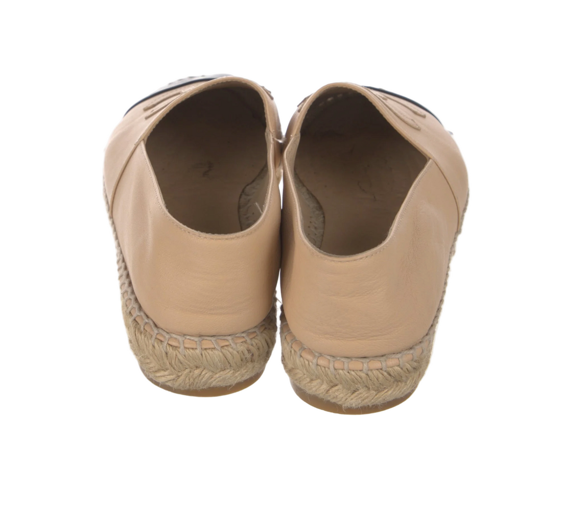 Chanel Interlocking CC Logo Lambskin Espadrilles - 38