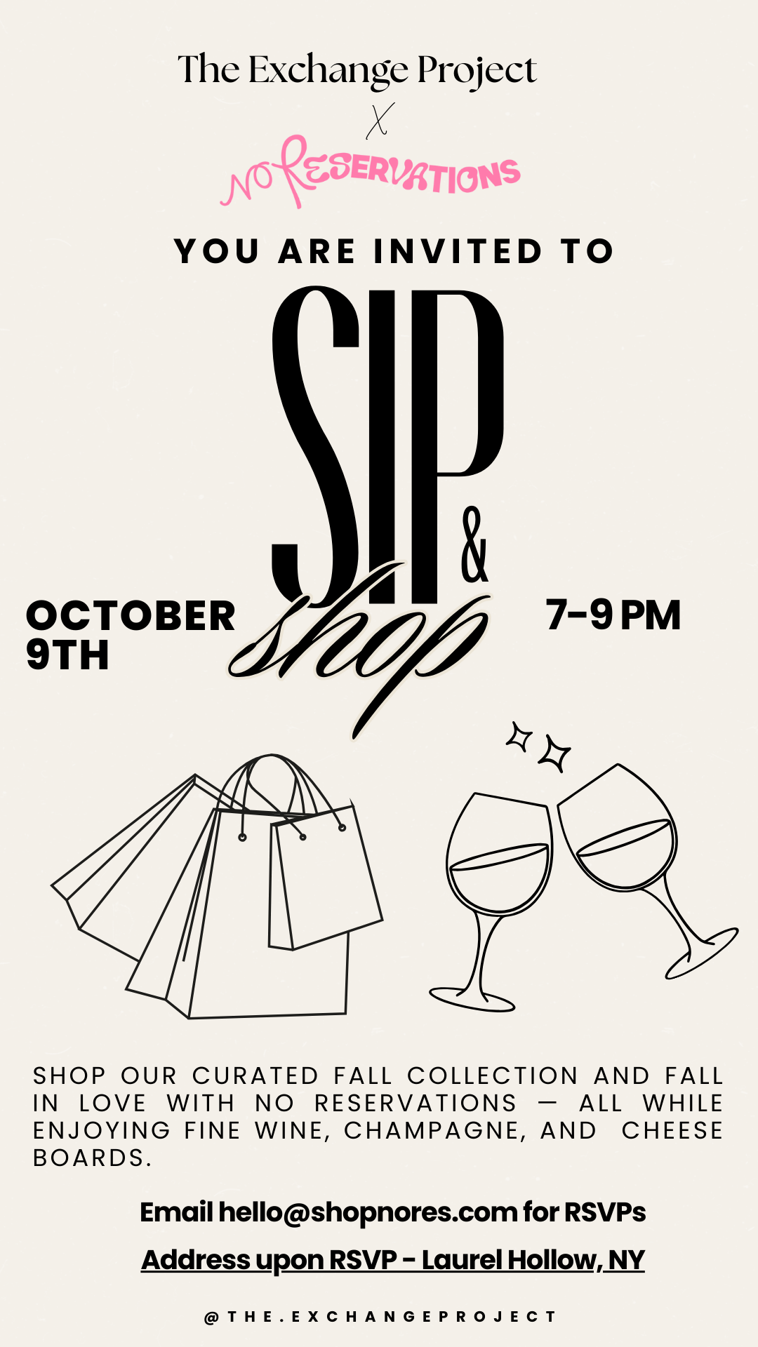 Sip & Shop Pop-Up✨ The Exchange Project X No Reservations