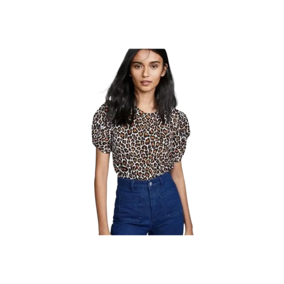 A.L.C. Kati Leopard Print Twist Sleeve Tee Size XS