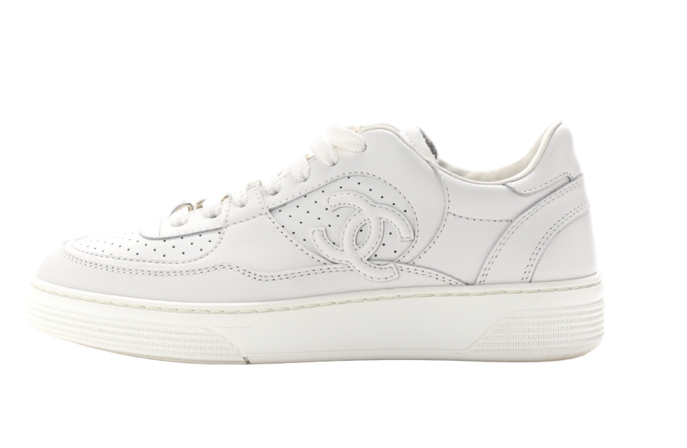 Chanel Calfskin CC Womens Sneakers White - 39