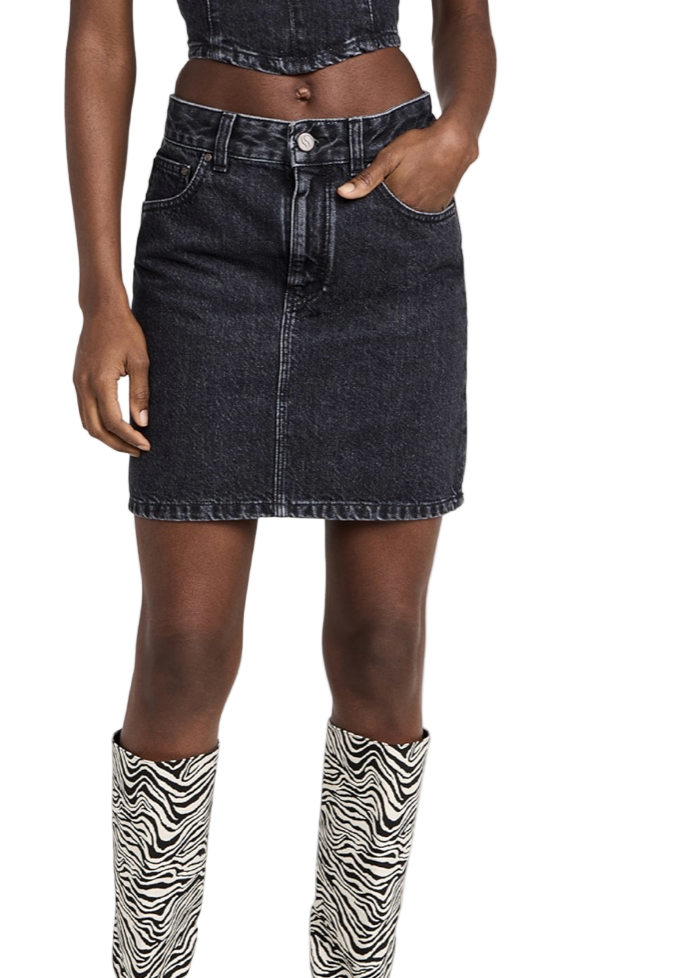 Stella McCartney Washed Black A Line Denim Mini Skirt - 36