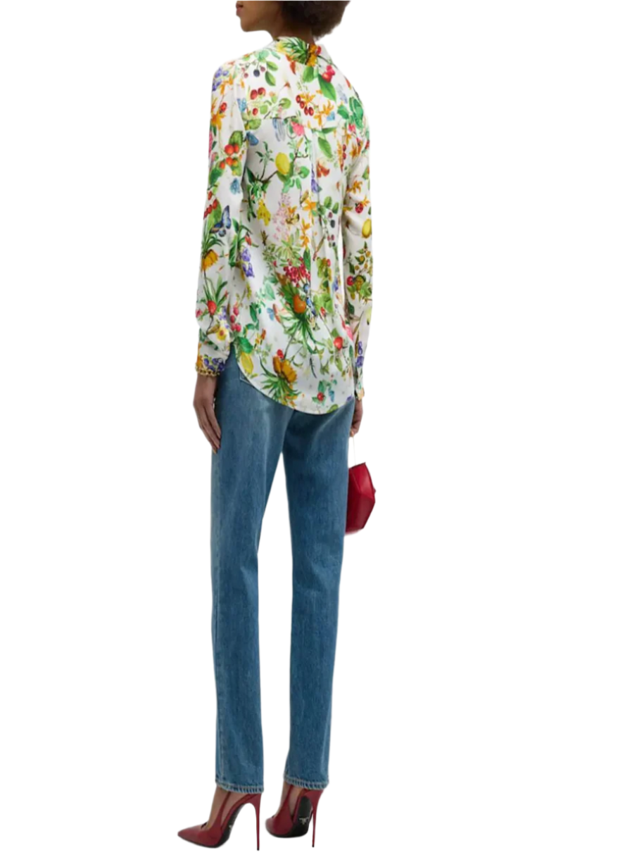 L'Agence Holly Botanical Button-Front Blouse - XS