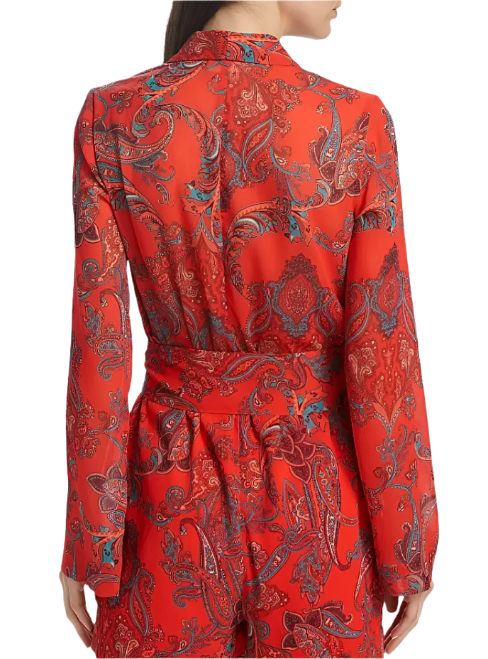 L'Agence Arabell Paisley Tie-Waist Romper - 2