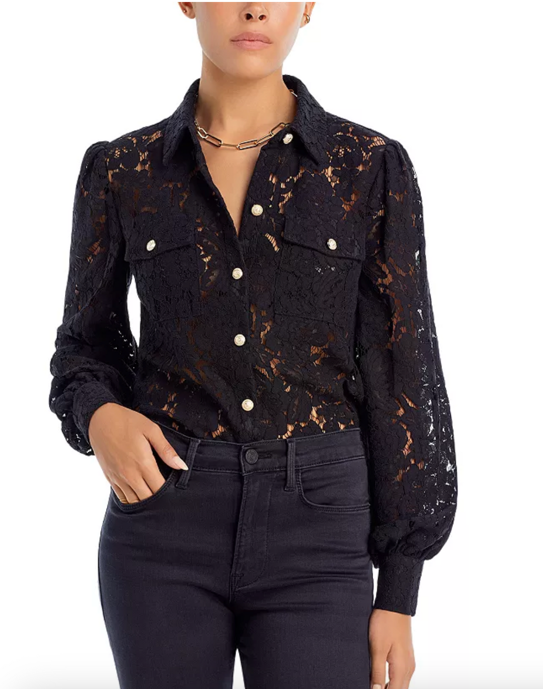 Generation Love Loretta L/S Lace Shirt - Black - XS