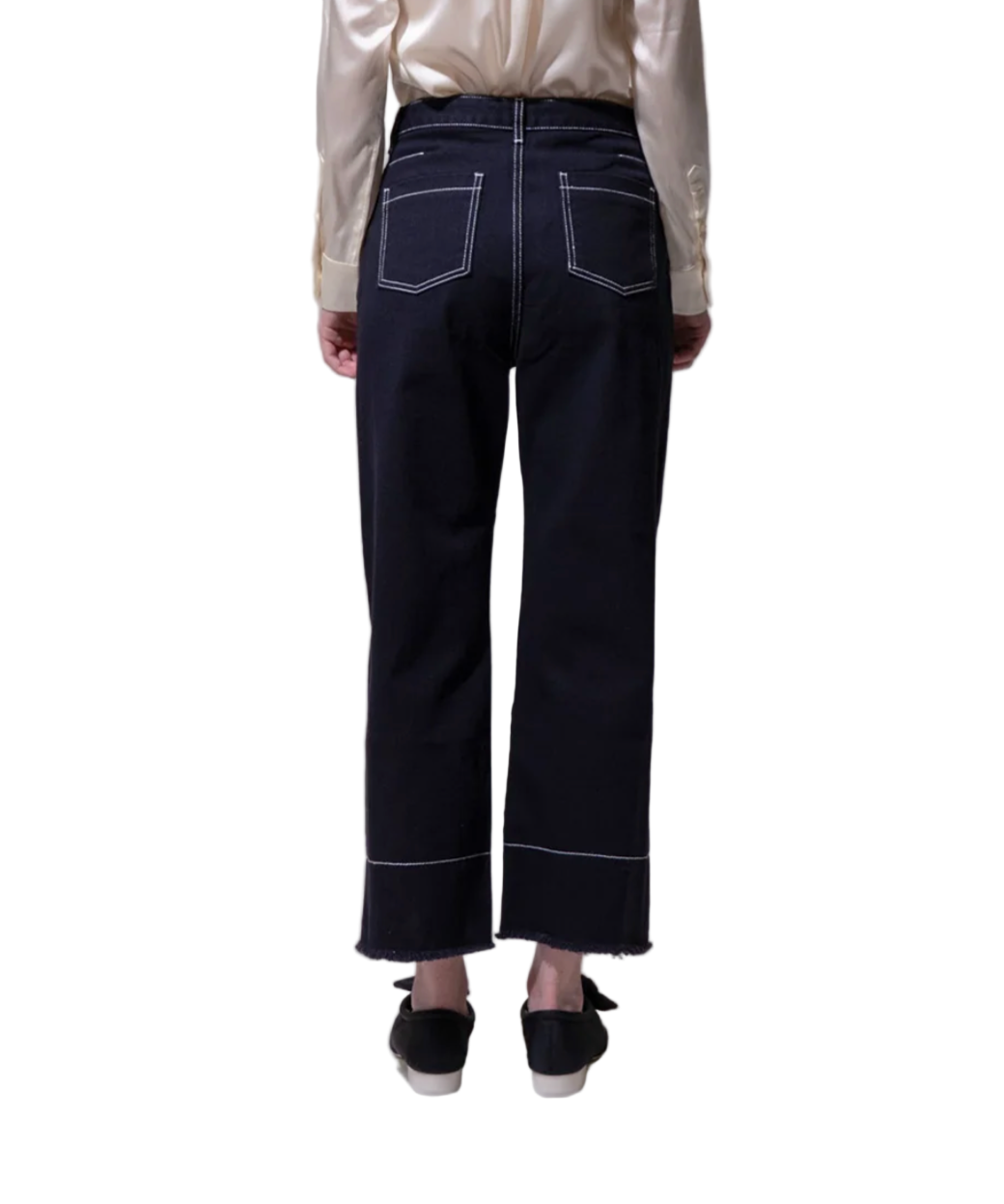 Emin Paul Navy Raw Hem Contrast Jeans - S