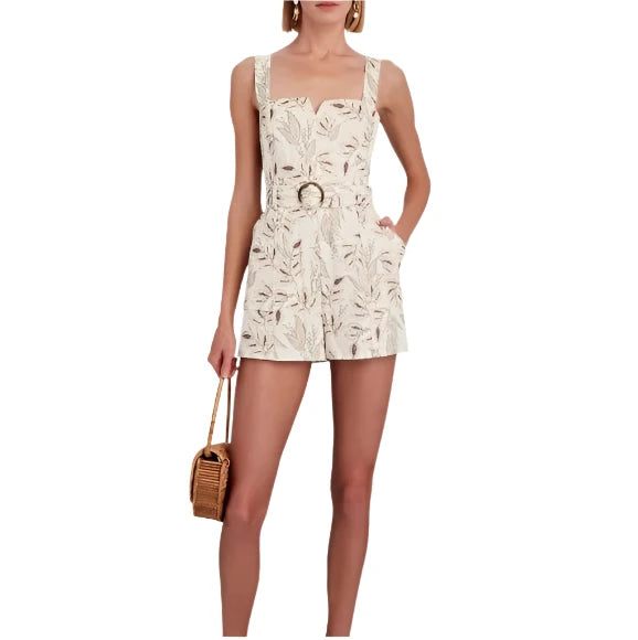 Intermix STEFANIA BELTED PRINTED TWILL ROMPER-Size 0