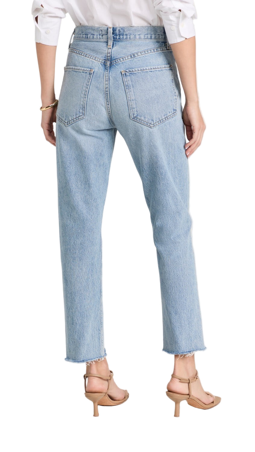 Agolde Riley High Rise Straight Crop Jeans Denim Light Blue 90's - 26