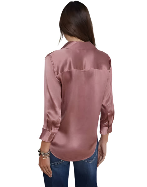 L'Agence Dani 3/4 Sleeve Blouse Mauve Rose- XS