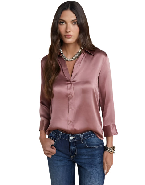 L'Agence Dani 3/4 Sleeve Blouse Mauve Rose- XS