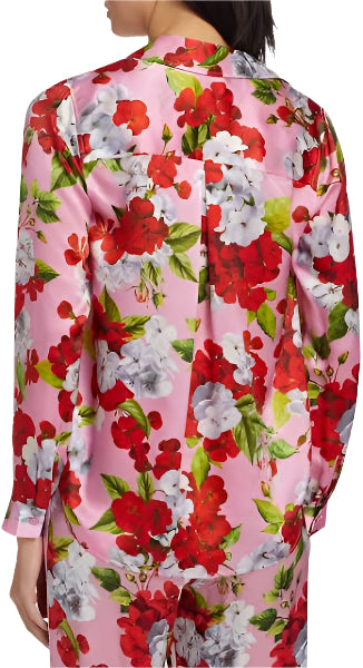 L'Agence Tyler Long Sleeve Blouse Cotton Candy Multi Hydrangea- XS