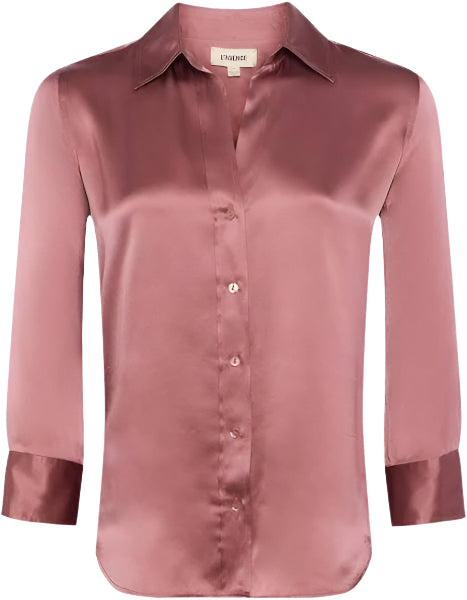 L'Agence Dani 3/4 Sleeve Blouse Mauve Rose- XS