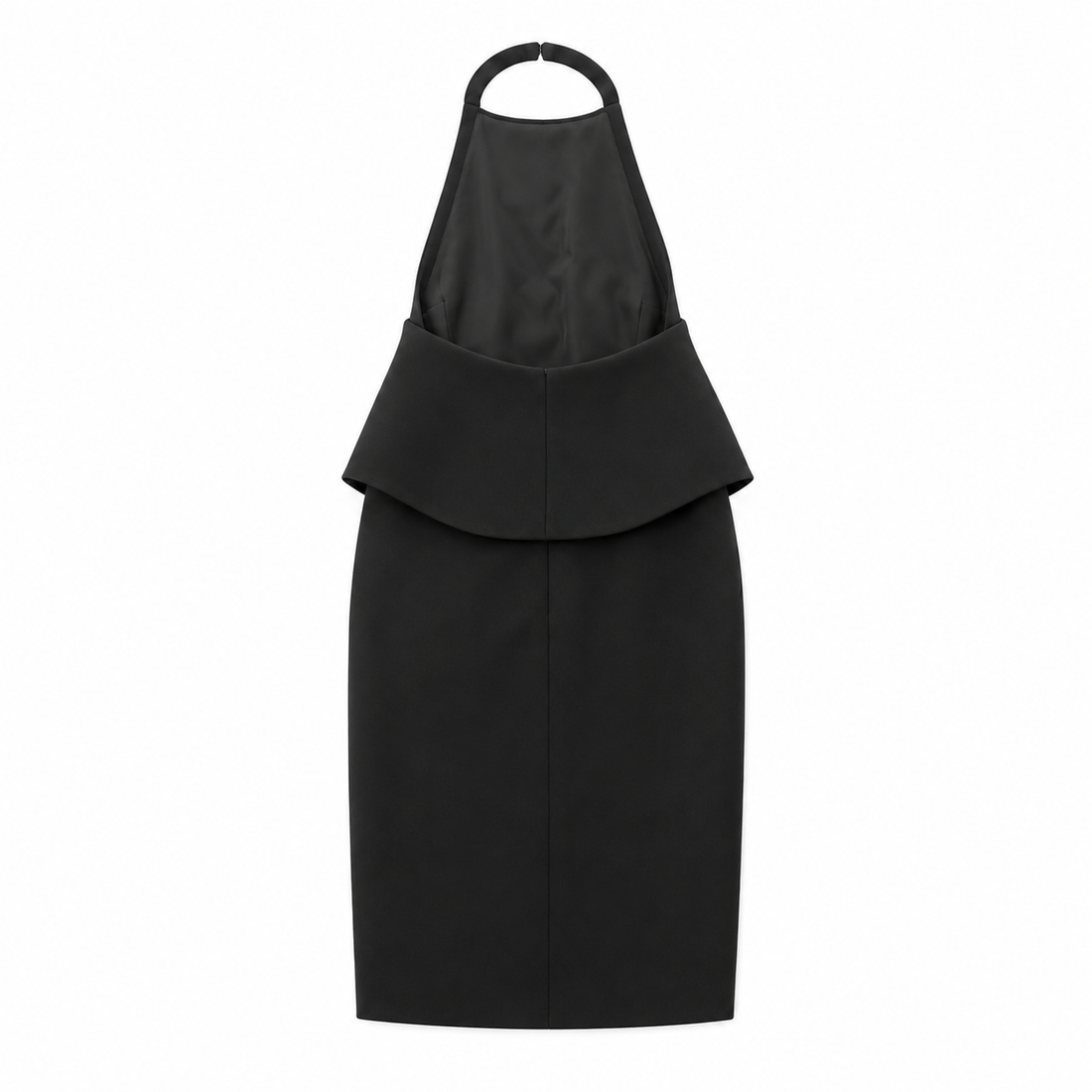 Balenciaga Black Sculptural Halter Peplum Dress - 34