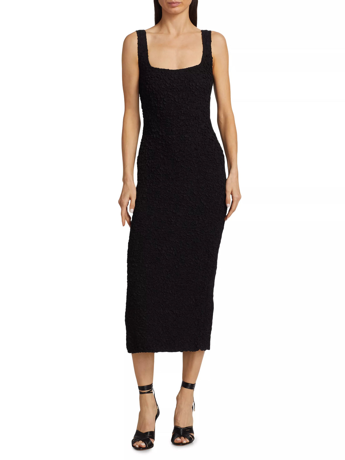 Mara Hoffman- Black Sloan Textured Sleeveless Column Midi-Dress- Size Medium