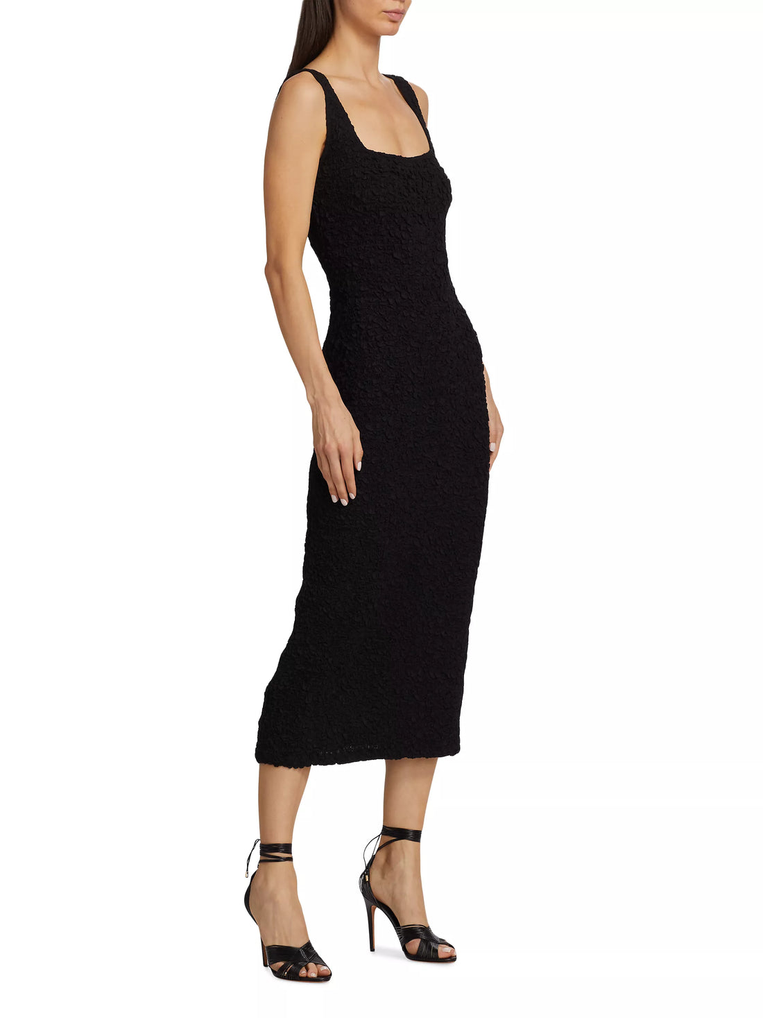 Mara Hoffman- Black Sloan Textured Sleeveless Column Midi-Dress- Size Medium