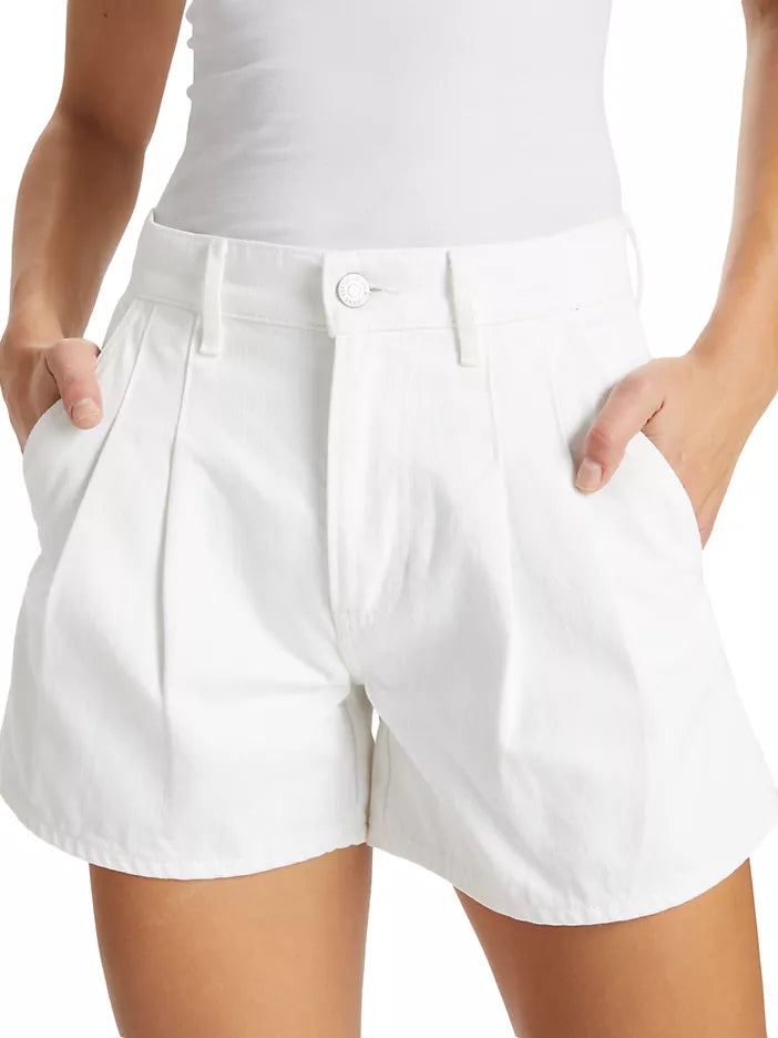 Veronica Beard White Simpson Pleated Denim Shorts