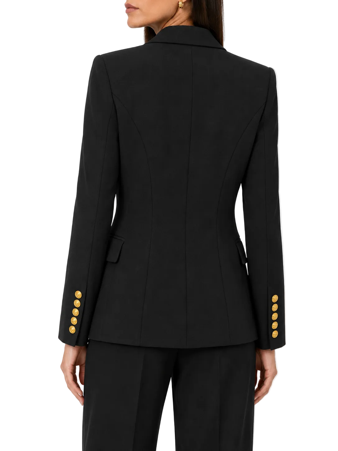 Balmain Black Double Breasted Wool Blazer - 36