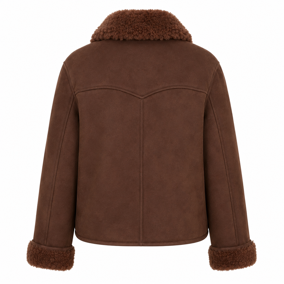 Mango Brown Faux-Suede / Shearing - Style Zip Jacket - M