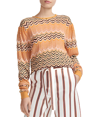 Maje Macha Geo-pattern Sweater In Orange - 1