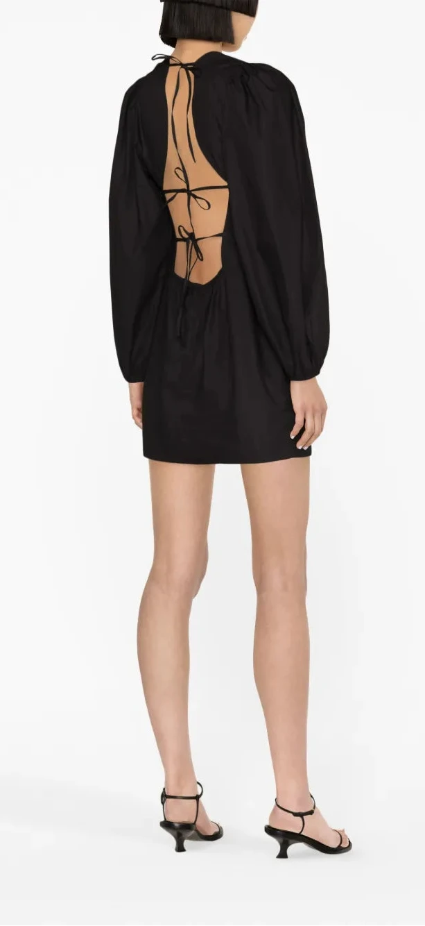 Ganni Cotton Poplin Open Back Mini Dress- S/M