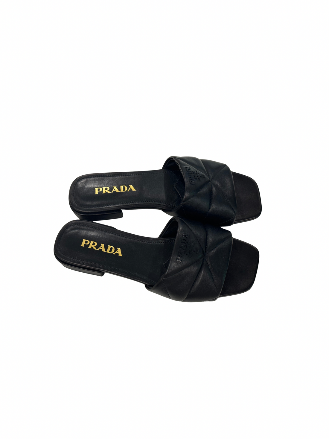 Prada Black Leather Slides- Size 39